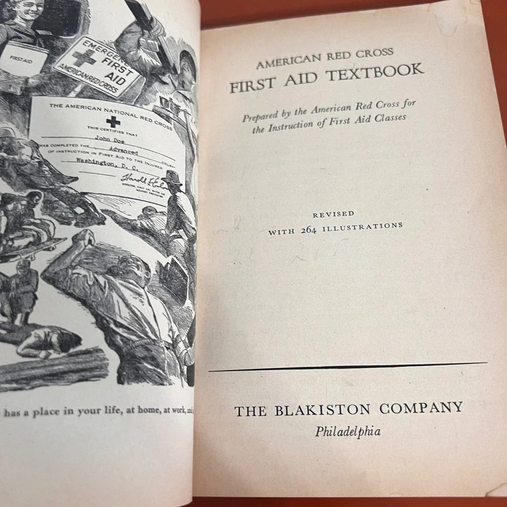 Vintage 1945 American Red Cross First Aid Textbook Revised Edition Illustrated